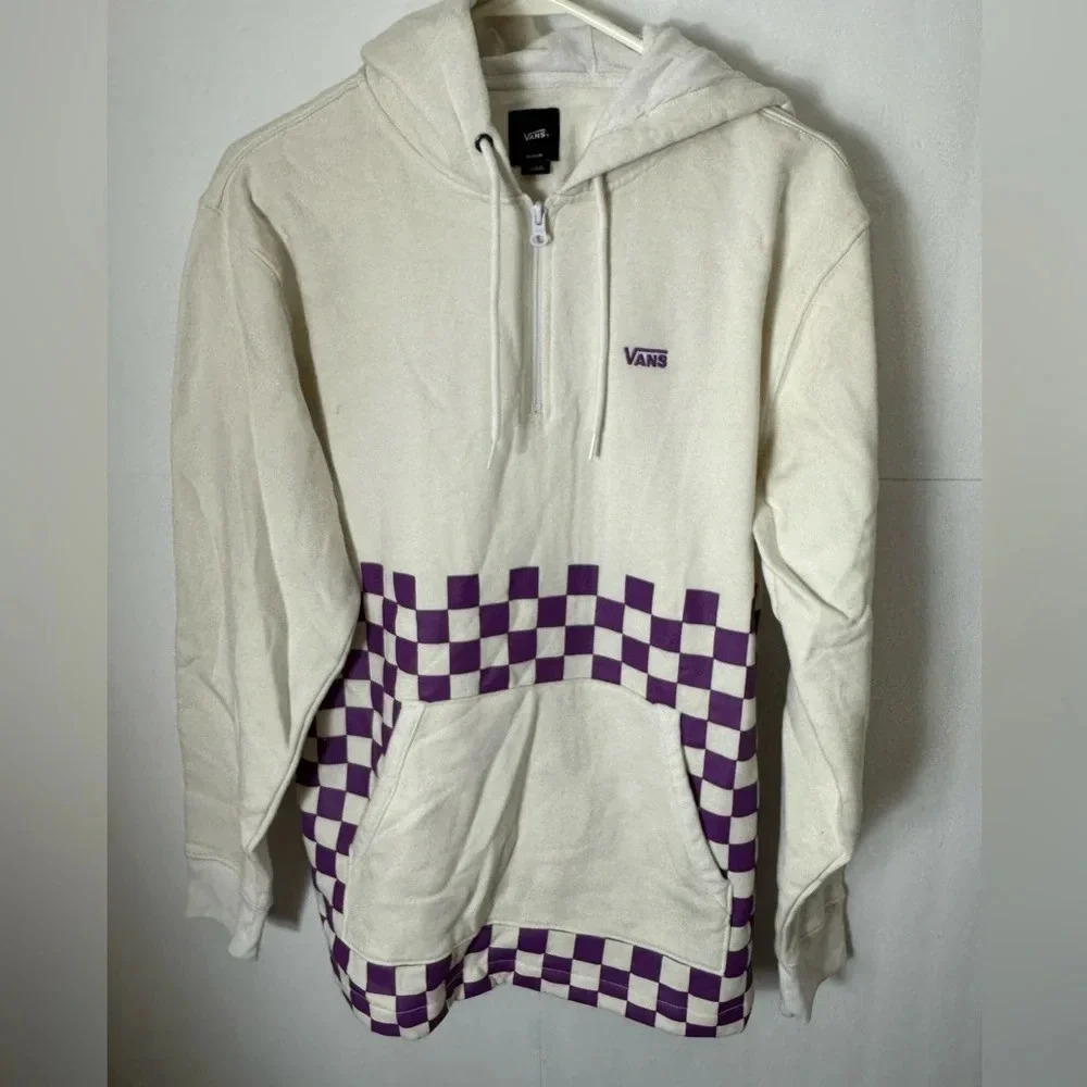 Vans Skater White Purple Checked Hoodie Men's Size Med